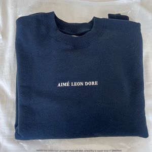 Aime Leon Dore FW21 Sky Captain Navy Blue Crewneck Sweatshirt Medium